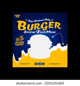 Special delicious food promotion ad social media banner square post template
