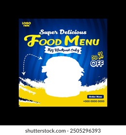 Special delicious food promotion ad social media banner square post template
