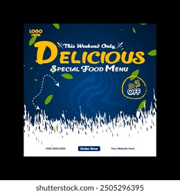 Special delicious food promotion ad social media banner square post template
