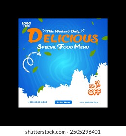 Special delicious food promotion ad social media banner square post template
