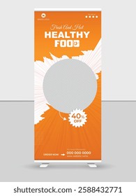 Special delicious healthy testy food menu restaurant roll up banner template