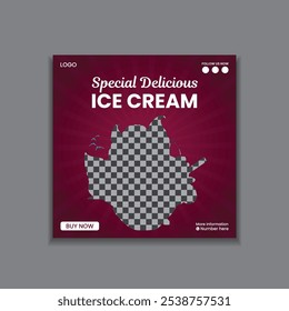 Special delicious ice cream design for social media post design. Ice cream social media post