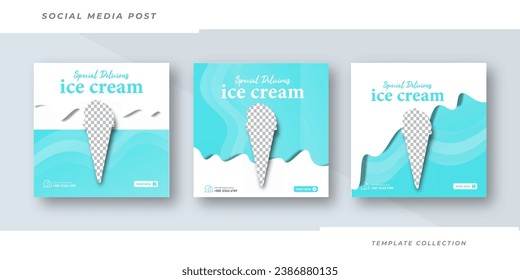 Special Delicious ice cream social media banner post and Special chocolate ice cream template design