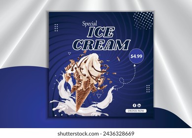 special delicious Ice cream social media banner post template.