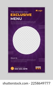 Special delicious pizza social media story post design template, perfect for restaurant and culinary promotion. Editable sale banner with purple background
