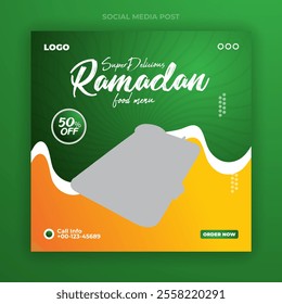 Special and delicious Ramadan Kareem food Menu social media post template design