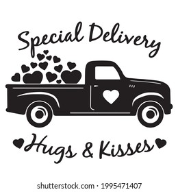 special delivery hugs and kisses logo inspirational positive quotes, motivational, typography, lettering design