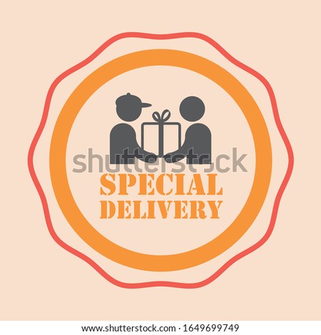 special delivery  label is a piece of paper,plastic film,cloth,metal or other material affixed to a container or product.
