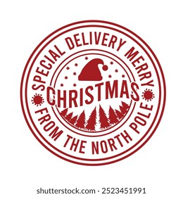 Special Delivery Merry Christmas From The North Pole Christmas Shirt Design Christmas, holiday, merry, stamp, celebration, delivery, special, reindeer, vector, grunge, north, 