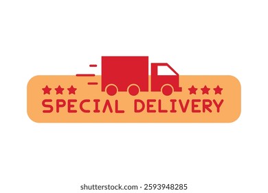 Special delivery truck badge shipping logistics