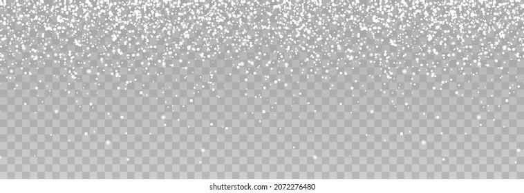 Special design of the snowfall or snow effect. Realistic falling snowflakes. Snowfall, blizzard, winter, snowflakes, snow fluff. Christmas image, cold winter. Vector illustration on PNG background.