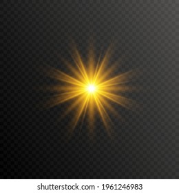 Special design of starlight, sunlight or light effect. Star, sun or spotlight beams. Light PNG. Decor element. Isolated transparent background.