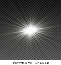 Special design of sunlight or light effect. Star, sun or spotlight beams. Light PNG. Decor element. Isolated transparent background.