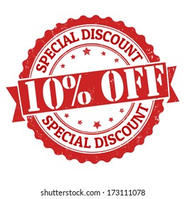 Special discount 10% off grunge rubber stamp on white, vector illustration
