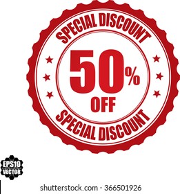 Special discount 50% off stamp.Vector.