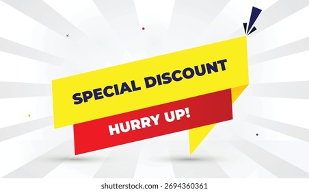 modelo de banner de desconto especial editável eps vetor ilustração design vermelho amarelo formas moderno abstrato plano de fundo negócio promoção comercial web 4k