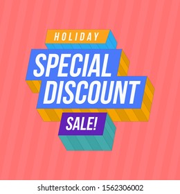 Special discount banner template for your business or social media. Pink background vector