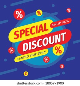 Special discount concept banner design. Super sale poster. Advertising promotion poster. Vector illustration. 