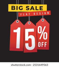 Special discount get 15% off, Flat design