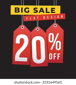 Desconto especial obter 20% de desconto, Design plano