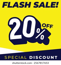 Special discount get 20% off, Flat design