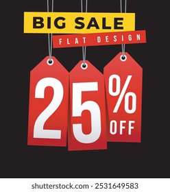 Descuento especial obtener 25% de descuento, diseño plano