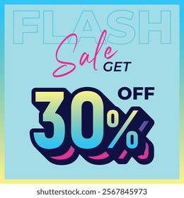 Special discount get 30 percent off, Flat design