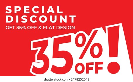 Descuento especial obtén un 35% de descuento, diseño plano y en perspectiva