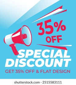 Desconto especial obter 35% fora, Plano e design perspectiva