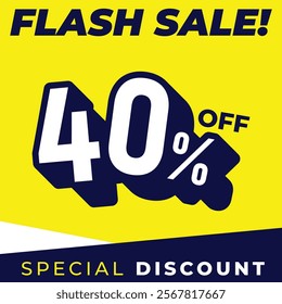 Special discount get 40% off, Flat design