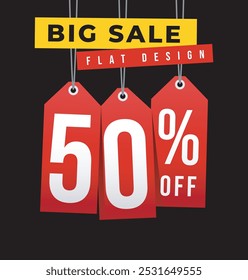 Special discount get 50% off, Flat design