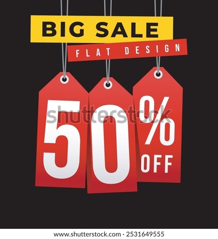 Special discount get 50% off, Flat design