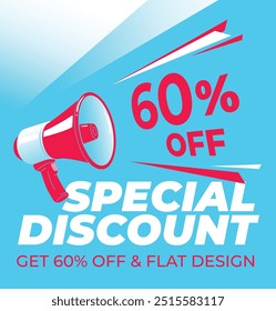 Descuento especial obtenga un 60% de descuento, diseño plano y perspectiva