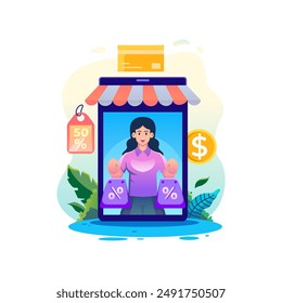 Diseño especial de ilustración de descuento utilizando un estilo moderno