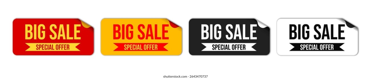 Special discount label ractangle 3d, promotional sticker for sale and advertising