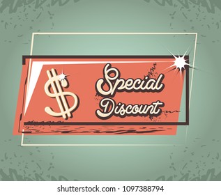 special discount label style retro