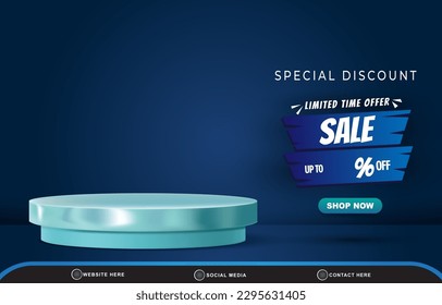 special discount limited sale template banner with blank space for product sale with abstract gradient blue background design