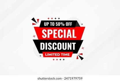 Oferta especial de descuento Anuncio.sale Plantilla de Vector de Anuncio. Etiqueta de descuento y fondo de venta, diseño de póster de marketing de descuento especial para Web y Social. Ilustración vectorial.