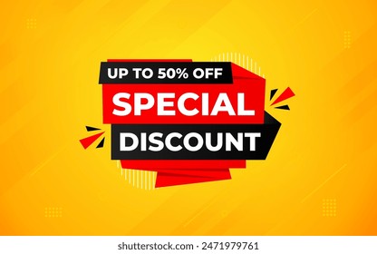 Special Discount offer banner.sale banner vector template. Discount label and sale background, Special Discount marketing poster design for web and Social. Vector Illustration.