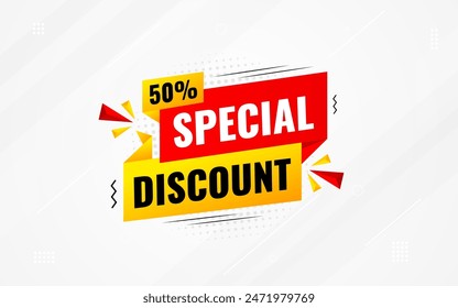 Sonderrabatt Angebot Banner.Sale Banner Vektorgrafik Vorlage. Discount-Label und Verkaufshintergrund, Spezielle Discount-Marketing-Plakat-Design für Web und Social. Vektorillustration.