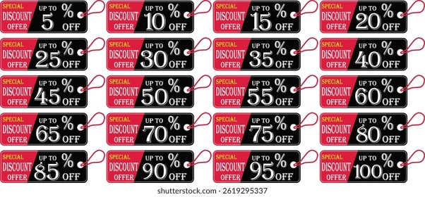 Special discount offer tag icon set.Price discount promotion banner, special offer sticker.Special discount Offer, Big Sale, Mega Sale and Online Shopping Banner Template Vector Design.