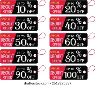 Special discount offer tag icon set.Price discount promotion banner, special offer sticker.Special discount Offer, Big Sale, Mega Sale and Online Shopping Banner Template Vector Design.
