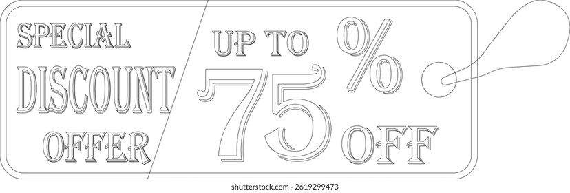 Oferta de desconto especial tag line art icon.Price desconto promoção banner, oferta especial sticker.Special desconto Oferta, Grande Venda, Mega Venda e Online Shopping Banner Modelo Vetor Design.