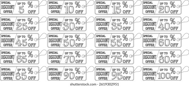 Special discount offer tag line art icon set.Price discount promotion banner, special offer sticker.Special discount Offer, Big Sale, Mega Sale and Online Shopping Banner Template Vector Design.