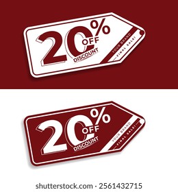 Special Discount Offer Vector 20 Percent Sale Price Tag Template. Promotion sale label and special offer price illustration