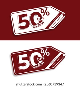 Special Discount Offer Vector 50 Percent Sale Price Tag Template. Promotion sale label and special offer price illustration