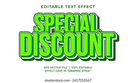 Promoción de descuento especial plantilla de efecto de texto editable 3d