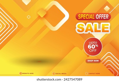 special discount sale template banner with copy space for product sale with abstract gradient orange and yellow background design 09