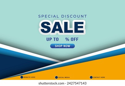 special discount sale discount template banner with copy space for product sale with abstract gradient blue and white background design 10