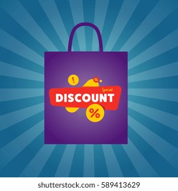 Special discount sticker on package isolated vector illustration. Limited offer tag, price discount promo, super sale ad, advertisement retail label, special shopping symbol. Modern style sale sign.